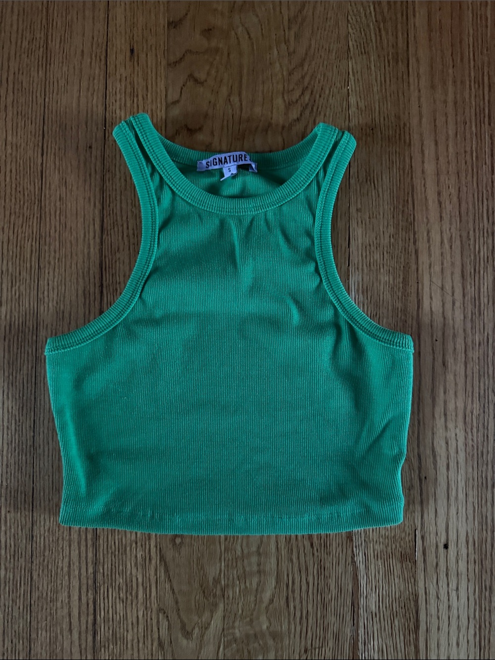 Signature Bright Green Ribbed Crop Tank